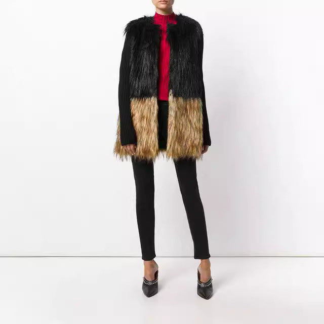 Ladies Luxurious Faux Fur Jacket with Natural Color Gradient Lune London