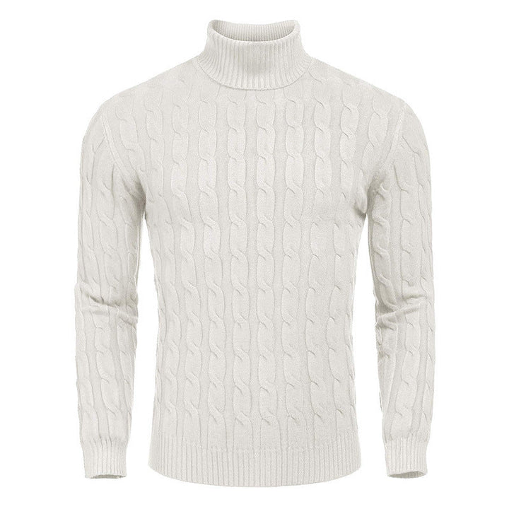 Men's Fashionable Turtleneck Sweater with Cable Pattern Lune London