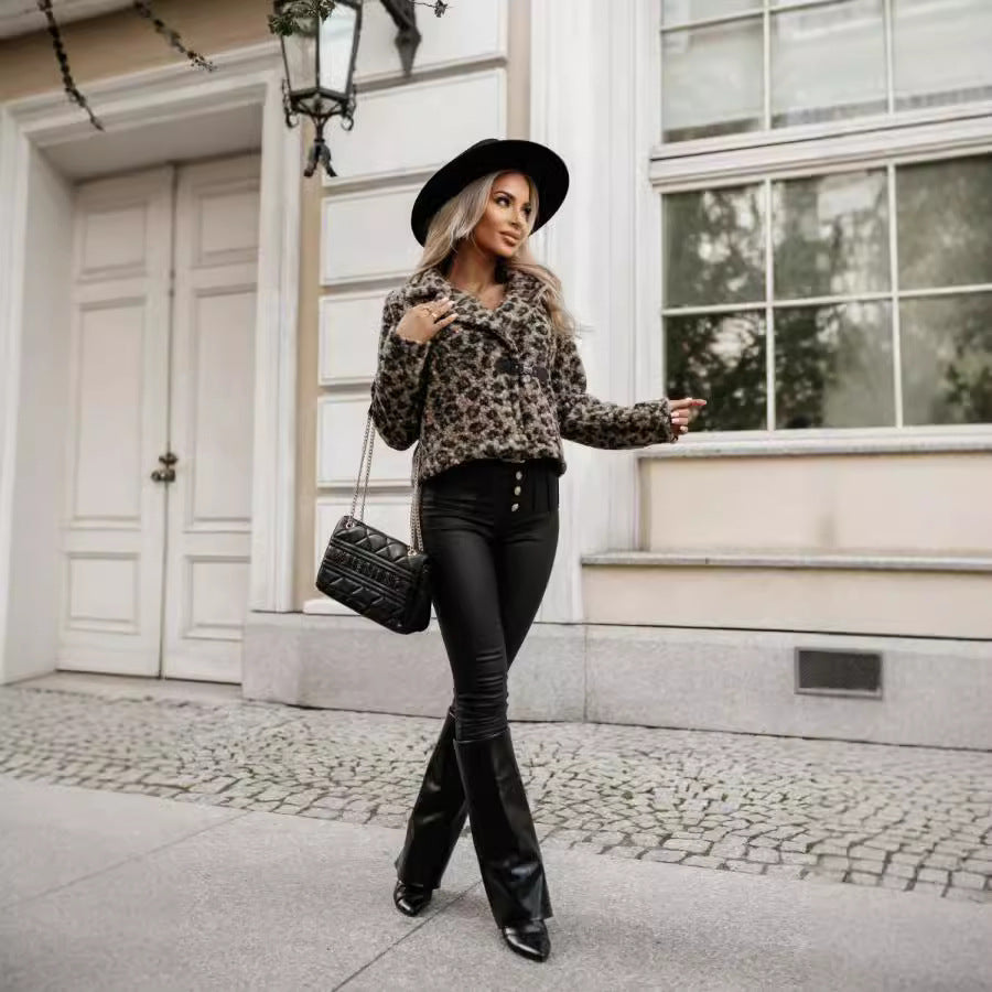 Ladies Elegant Wool Jacket Animal Print Lune London