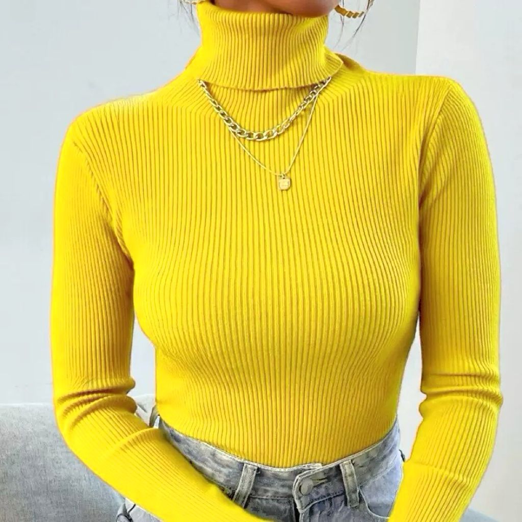 Ladies elegant turtleneck sweater with fine ribbed structure Lune London