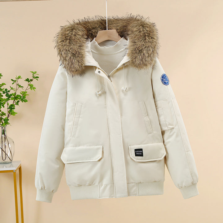 Women winter coat with removable faux fur collar and large pockets Lune London