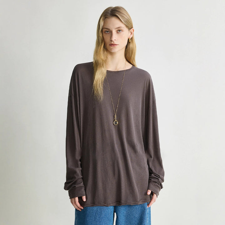 Chemise décontractée pour femme à manches longues en mélange de coton de haute qualité Chic & Stil