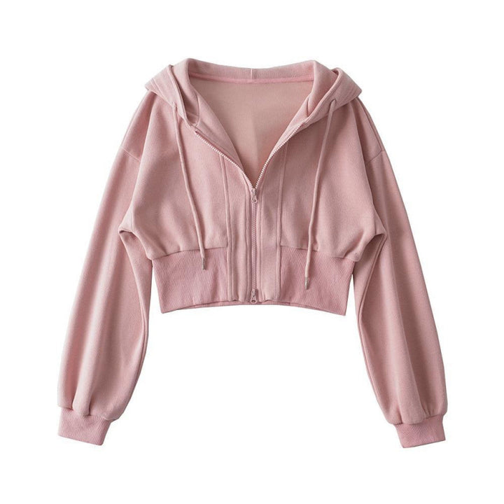Women's cropped hoodie jacket with zipper and elastic cuffs Chic & Stil