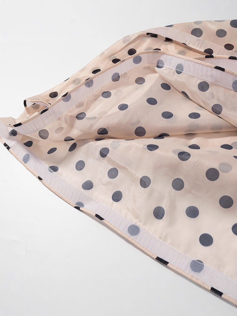Maxi skirt for women with voluminous ruffles and polka dots Lune London
