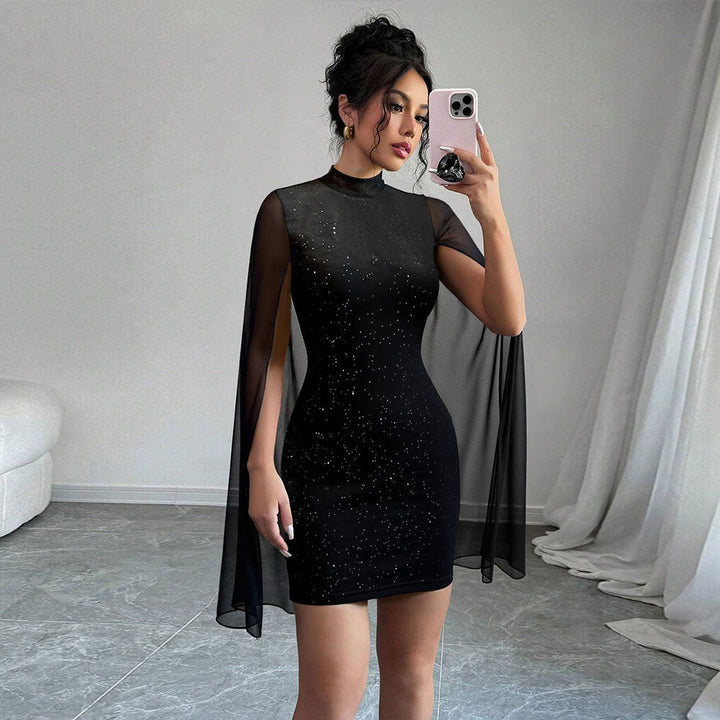 Cocktail dress for women with transparent overlays and sparkly accents Chic & Stil