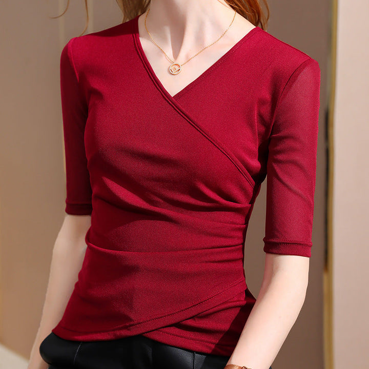 Women's Wrap Top with Sophisticated Draping and Figure-Friendly Cut Lune London