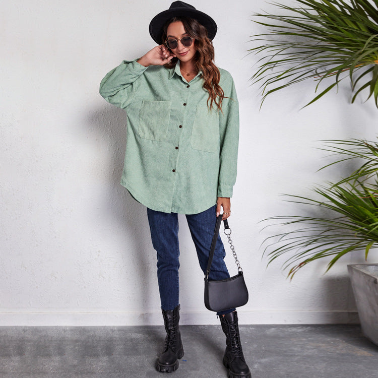 Women's Oversized Shirt Dress in Corduroy Lune London