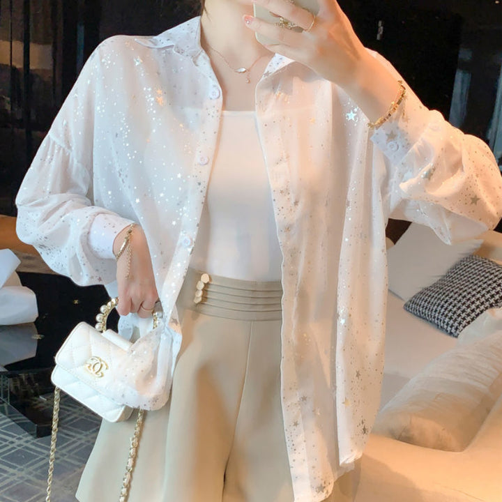 Blouse transparente pour femmes avec des étoiles scintillantes Chic & Stil