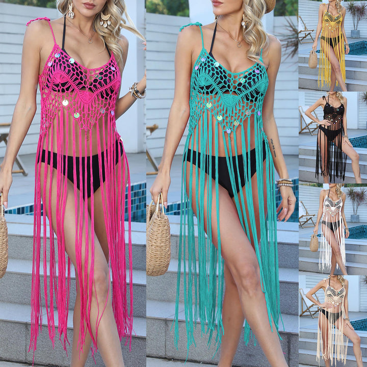 Women crochet fringe swimsuit Lune London
