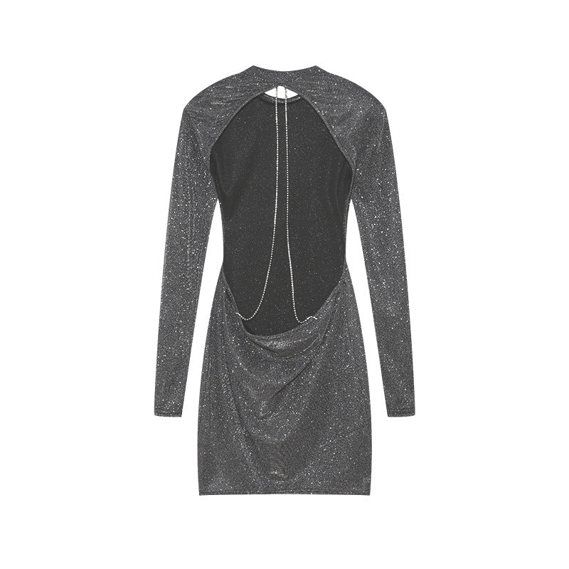 Mini dress for women with shiny detail at the back Lune London