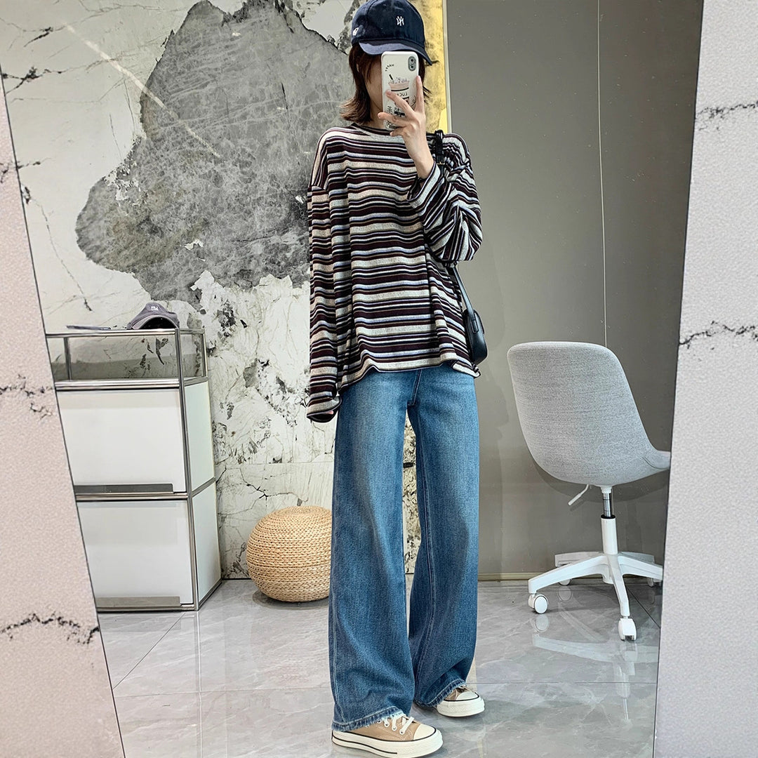 Women's casual long-sleeve shirt with modern striped pattern Chic & Stil