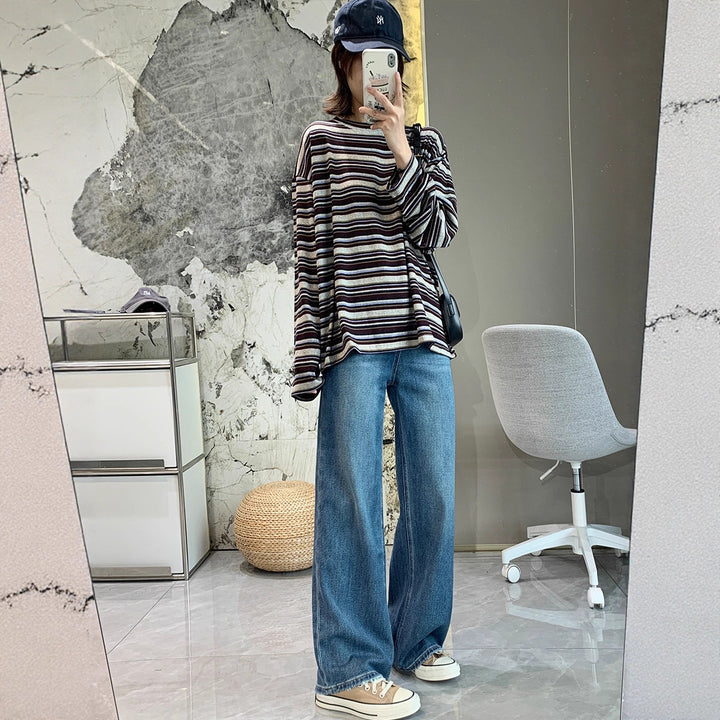 Women's casual long-sleeve shirt with modern striped pattern Chic & Stil