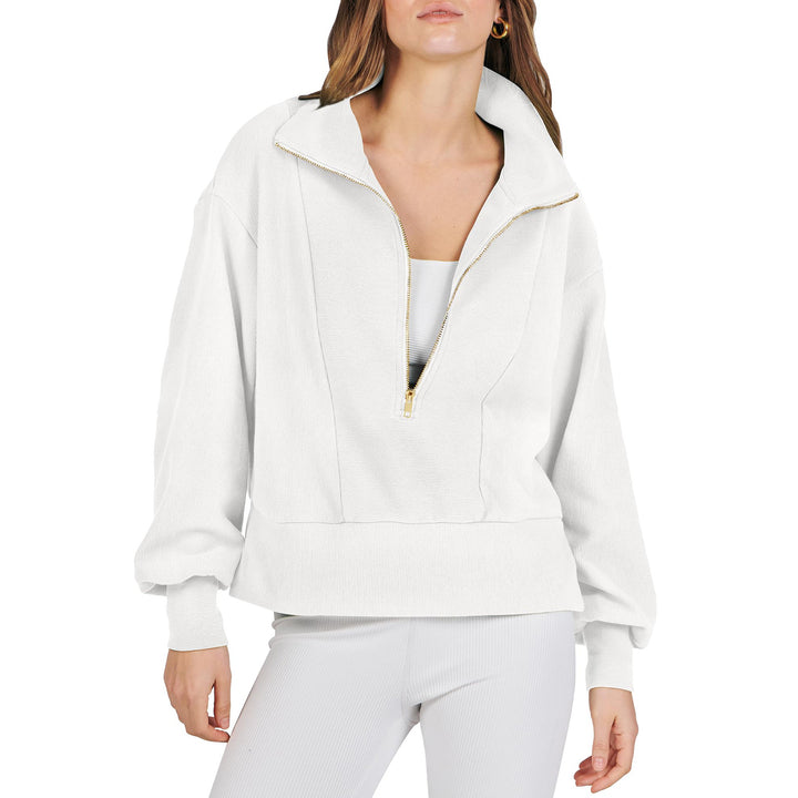 Sporty sweater for women with high collar and zipper Lune London