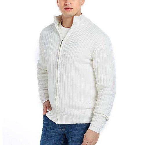 Men's knitted jacket with high collar and zipper Lune London