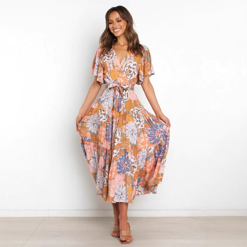 Chic Floral Ruffle Maxi Dress for Women