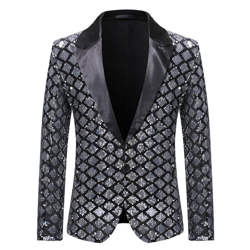Elegant sequin blazer jacket for men with classic lapels Lune London