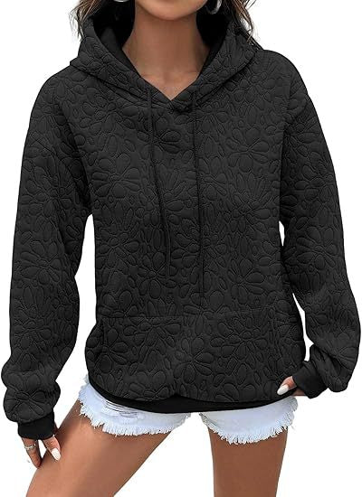Hoodie femme avec embossage floral et coupe généreuse Chic & Stil