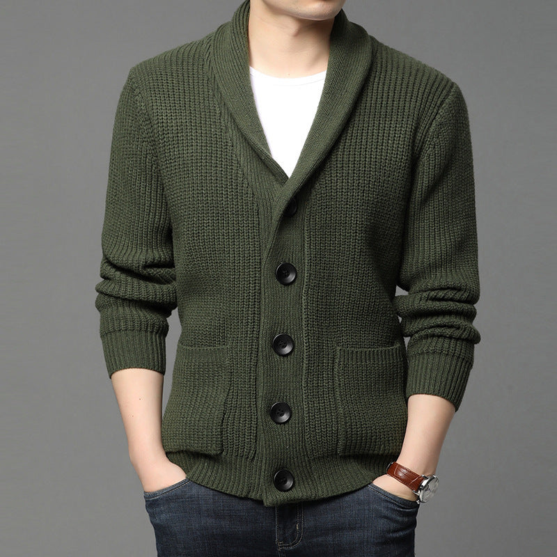 Knitted jacket for men with shawl collar and practical pockets Lune London