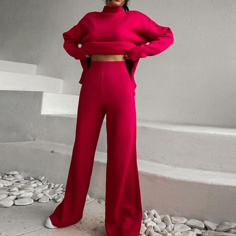 Casual knit set for women with loose fit and high collar Lune London