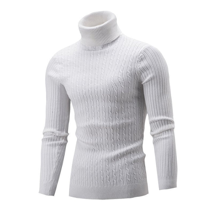 comfortable roll-neck sweater for men in fine ribbed knit Lune London