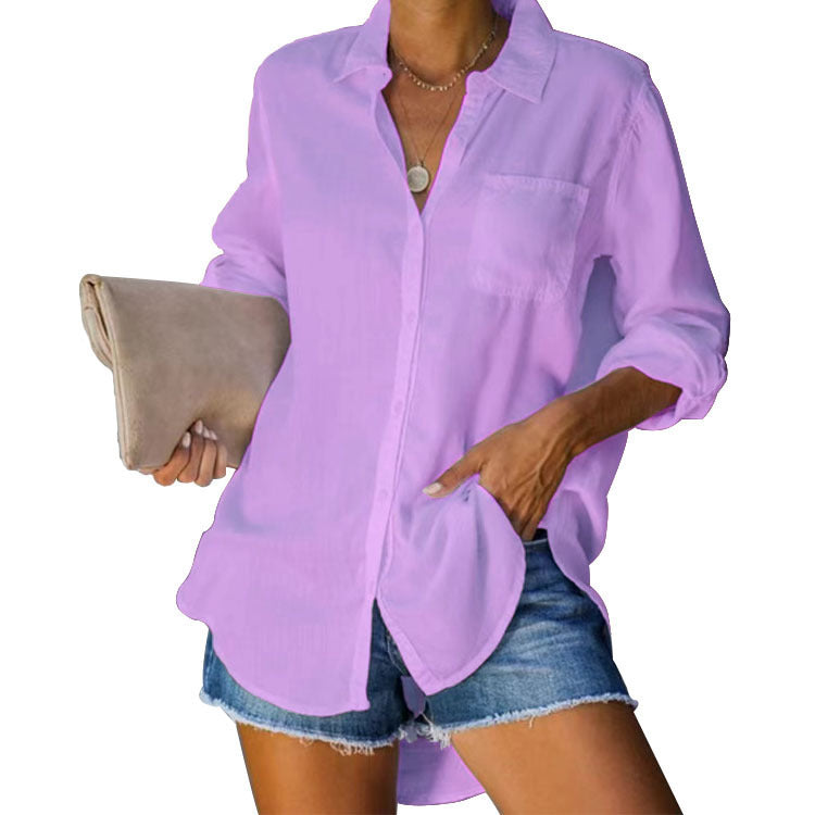 Casual blouse for women with a relaxed fit and practical chest pockets Lune London