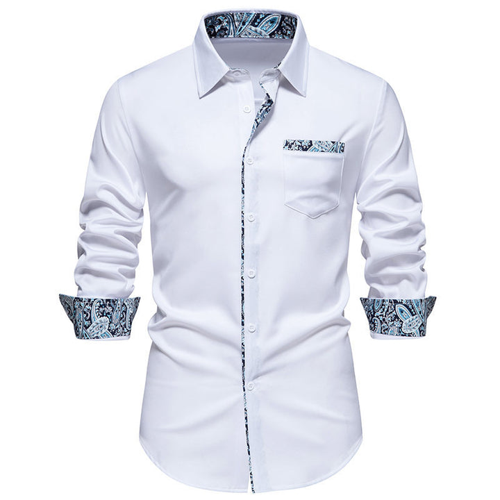 Long sleeve shirt for men with trendy paisley pattern on the collar and cuffs Lune London