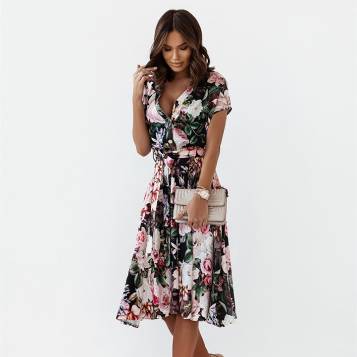 Women Chic and Stylish Floral Midi Wrap Dress