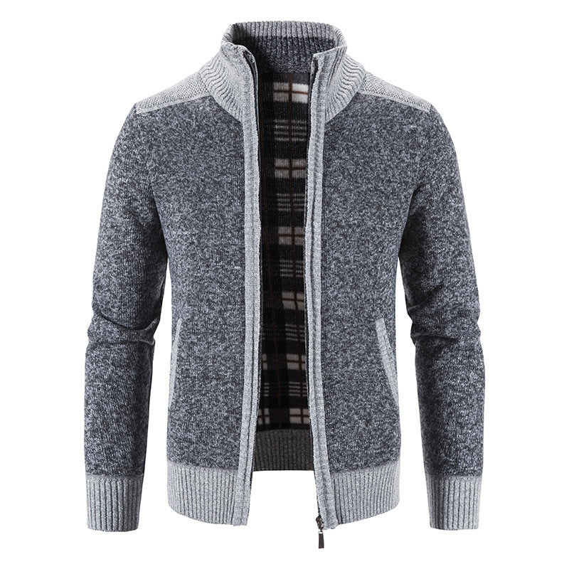 Lune London | Men's Cardigan with Modern Stand-Up Collar and Textured Design