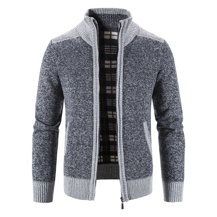 Lune London | Men's Cardigan with Modern Stand-Up Collar and Textured Design