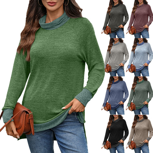 Casual sweater for women with high collar and side slits Lune London