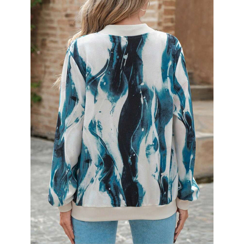 Ladies Abstract Chic Printed Bomber Jacket