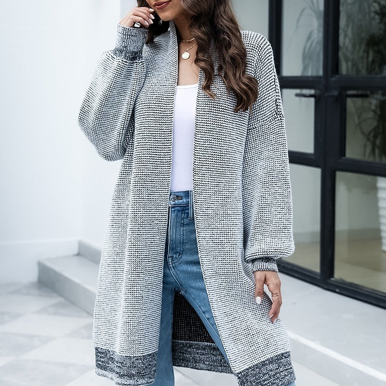 Ladies Long Knit Cardigan with trendy design and wide sleeves Lune London