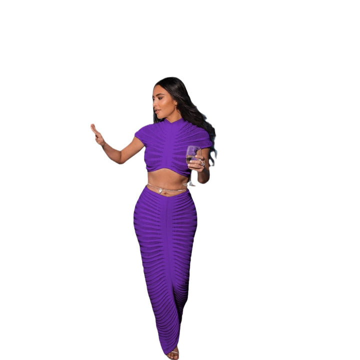 Ladies Fitted Crop Top and Chic Skirt Set