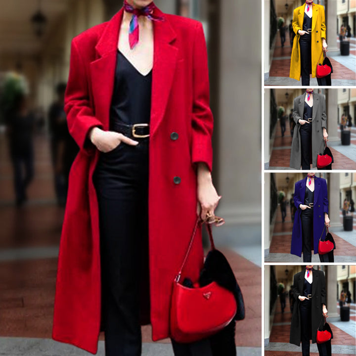 Elegant long coat for women with double-breasted buttons and generous cut Lune London
