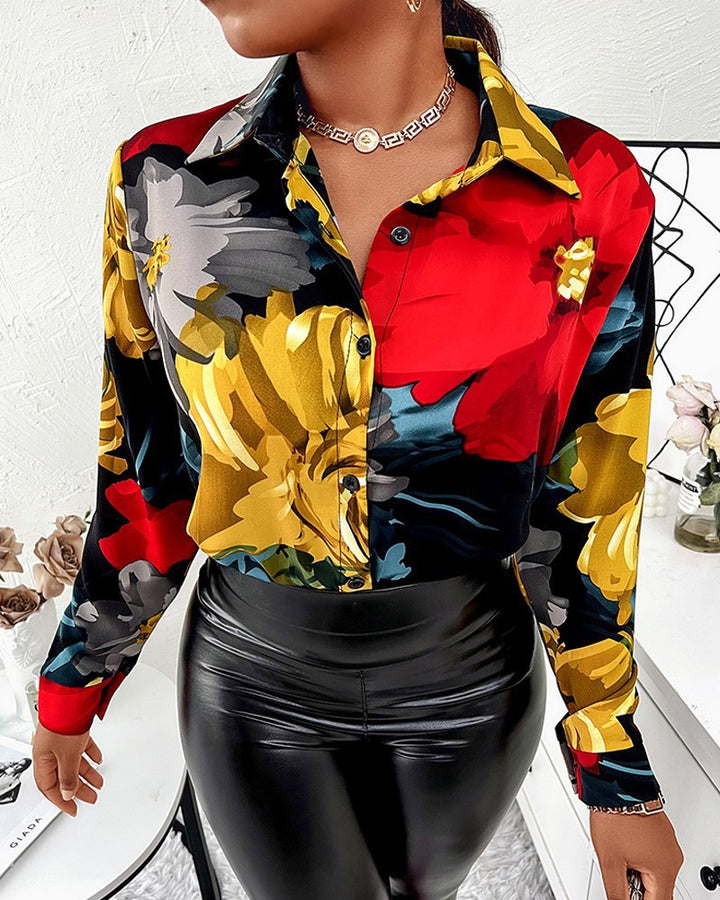 Women's blouse with elegant print, trendy collar and fitted cut Lune London