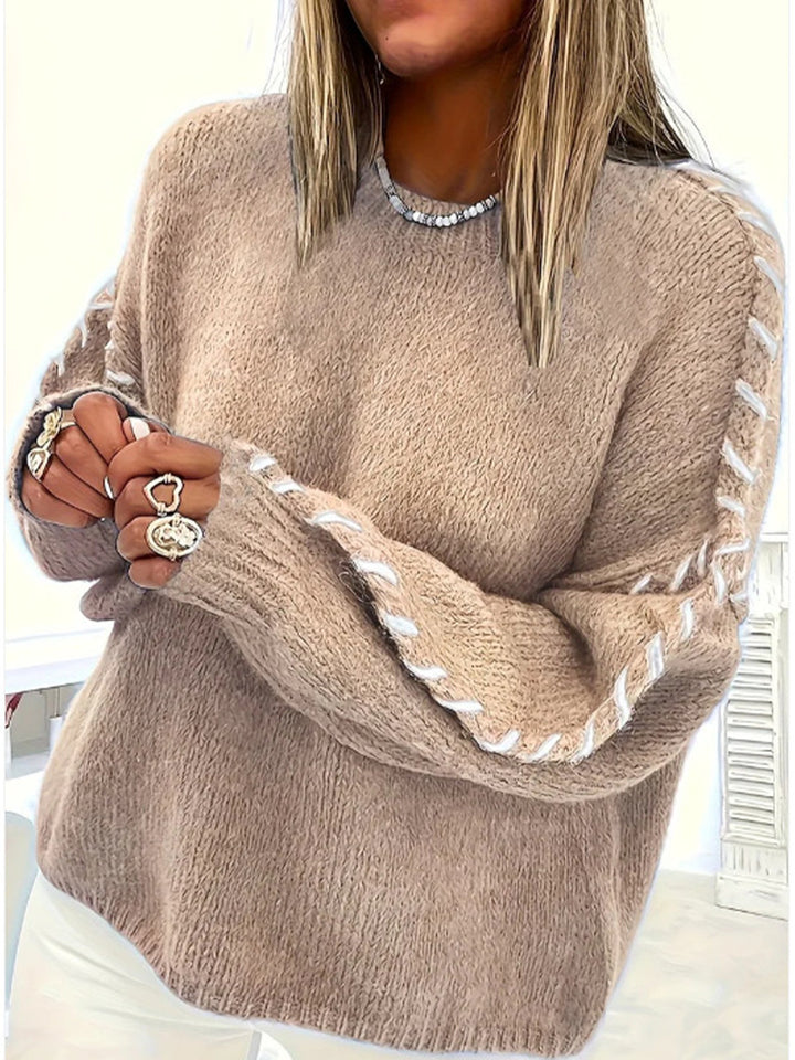 Oversized knit sweater for women with contrasting hem Lune London