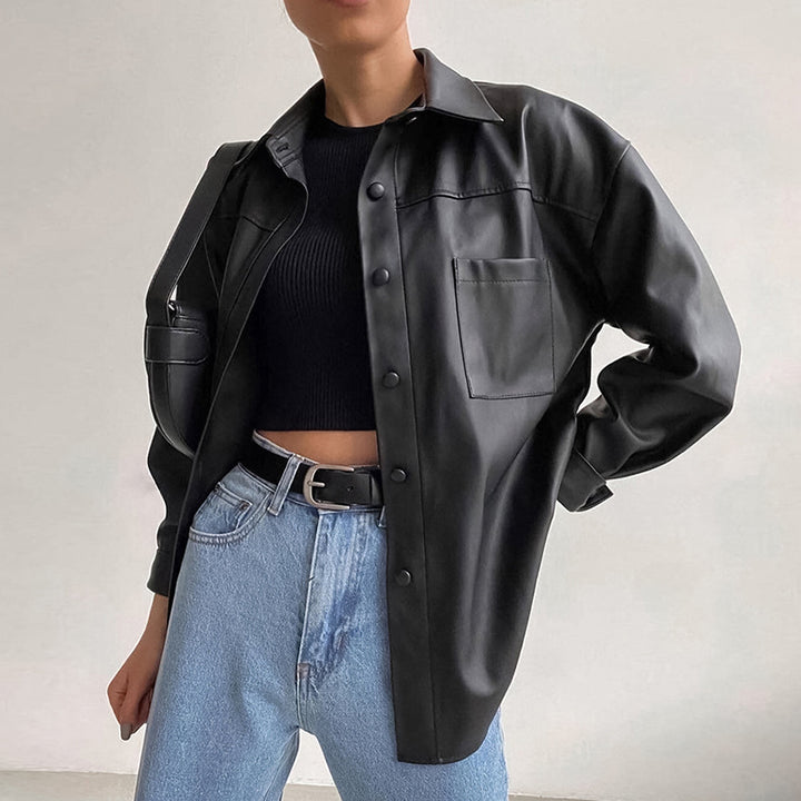 Shirt jacket in faux leather for women Lune London
