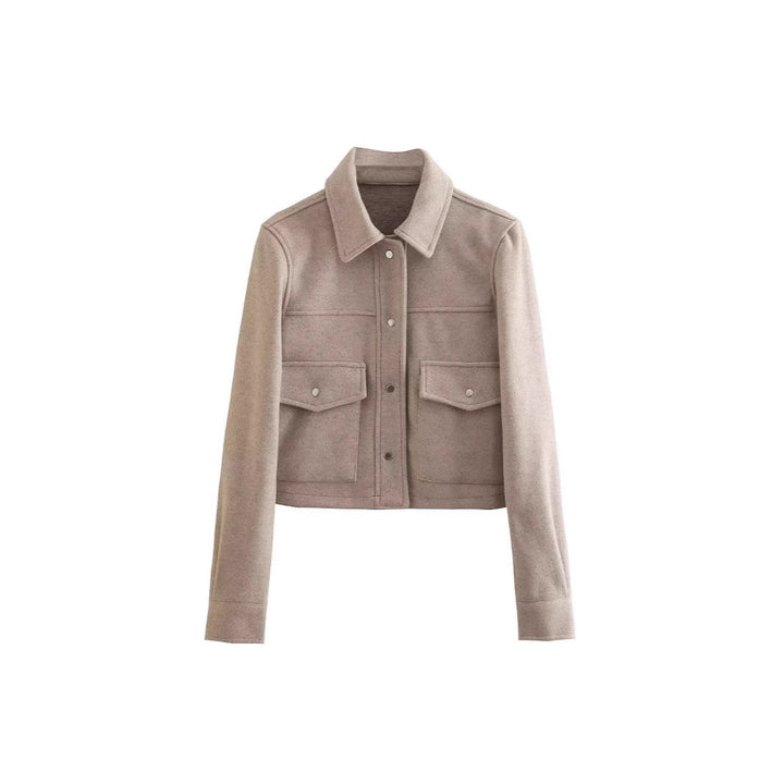 Short wool jacket for women in a classic style with patch pockets Lune London