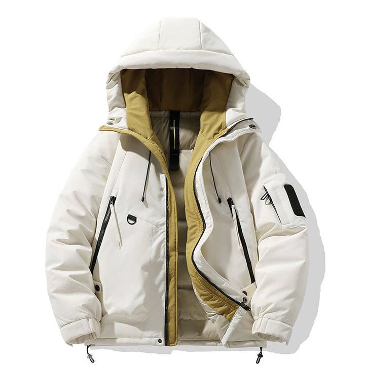 Insulated outdoor jacket for men with adjustable hood and multiple pockets Lune London