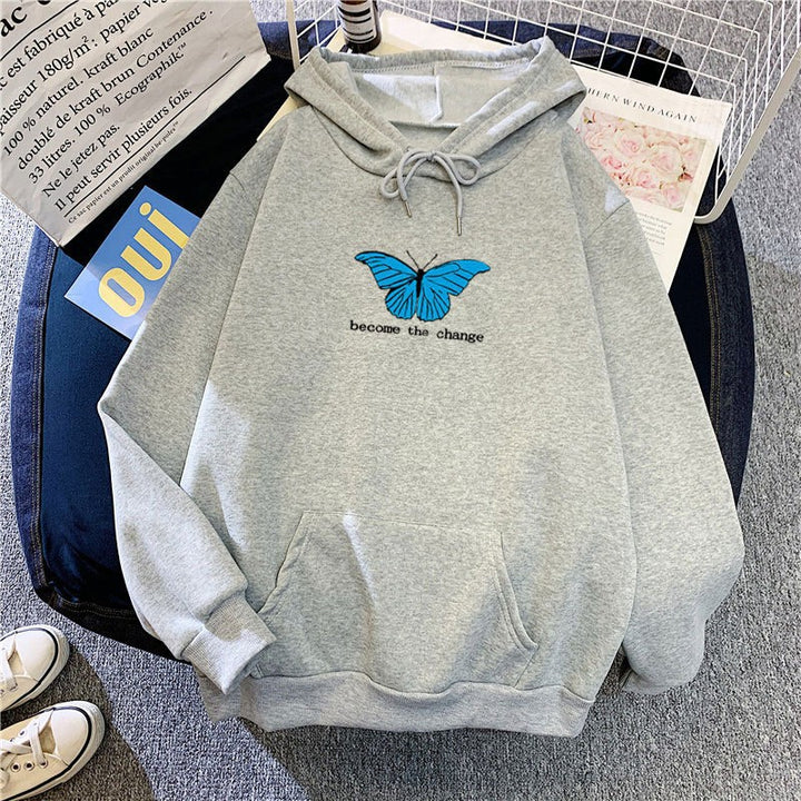 Women's hoodie with short cut and unique butterfly motif Chic & Stil
