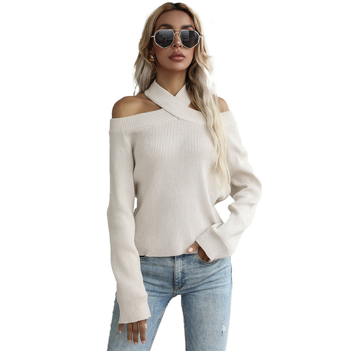 Pull en tricot femme à épaules dénudées avec des manches larges à la mode Chic & Stil