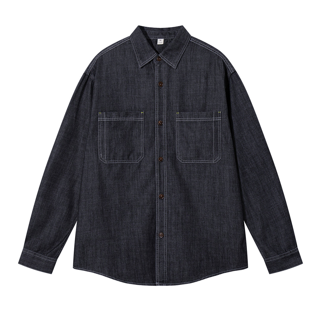 Casual chambray shirt for men with two chest pockets and button details Lune London