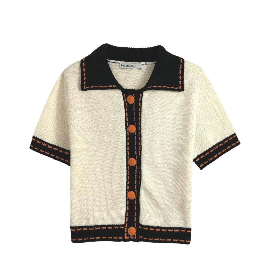 Short-sleeve sweater for ladies with contrasting details Lune London