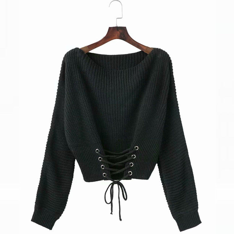 Women's sweater with a deep back neckline and decorative lace details Chic and Style