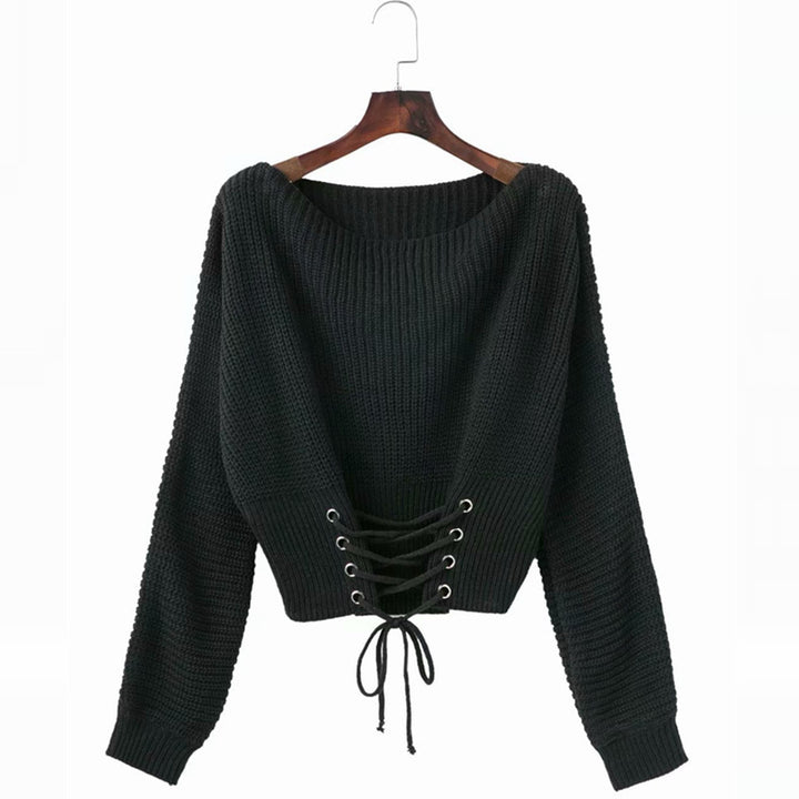 Women's sweater with a deep back neckline and decorative lace details Chic and Style