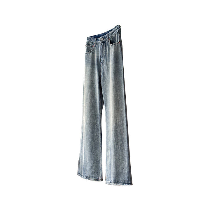 Jeans en denim féminin à coupe large avec taille haute Chic & Stil