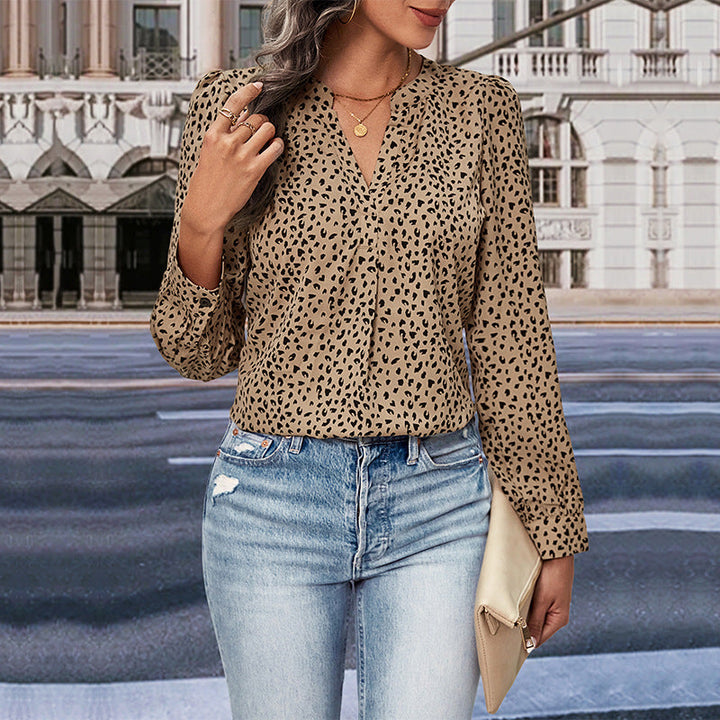 Women's blouse with modern polka dot design and elegant ruffles Lune London