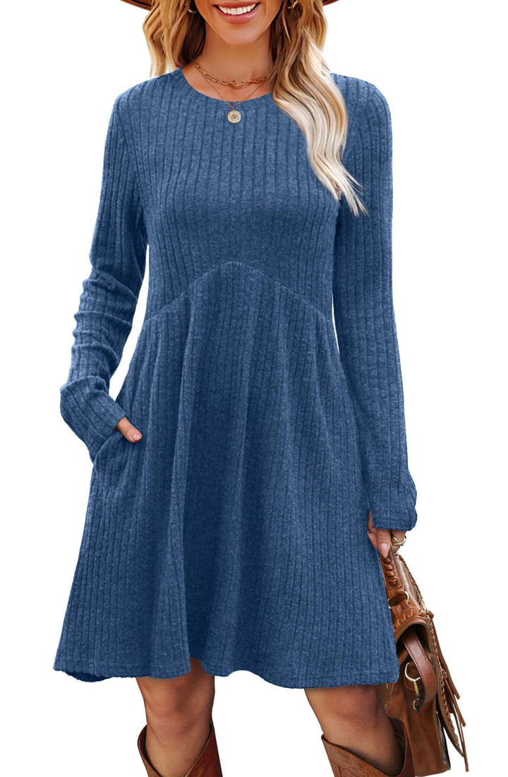 Casual maxi dress for women with ribbed design and pockets Lune London