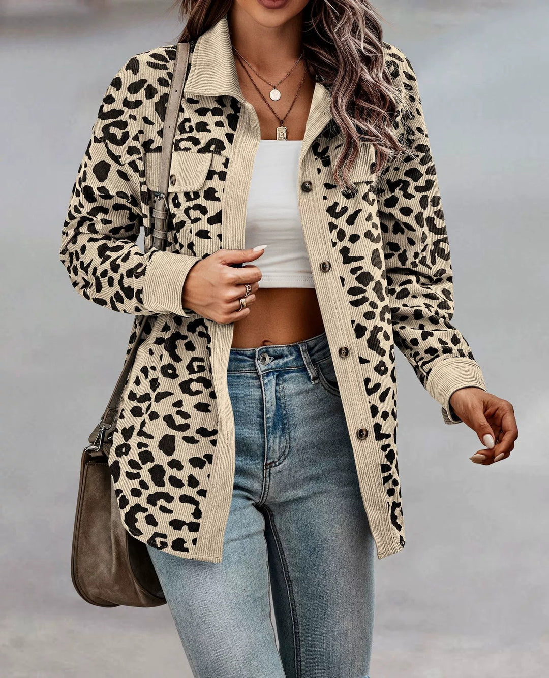Plaid corduroy jacket for women with animal print Lune London
