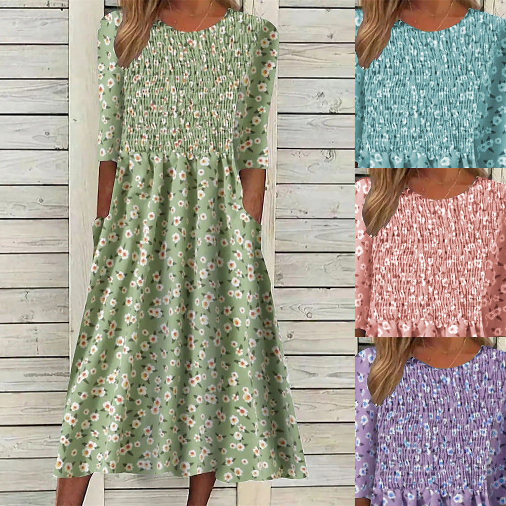 Chic and Stylish Floral Smocked Midi Dress for Women